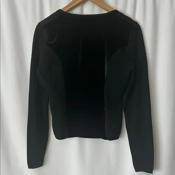 Schumacher Black Velvet Open Front Tie Sweater Cardigan Top **Size L** 🌺🌺 - Picture 2 of 5